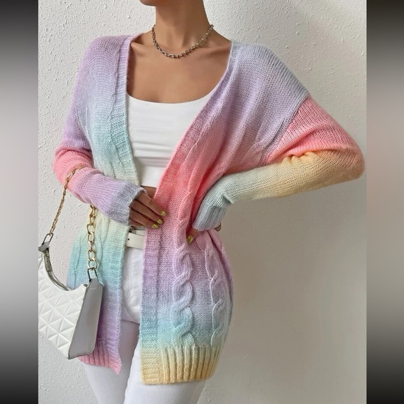 Cozy chunky knit Ombre Open Front Cardigan - Picture 4 of 6